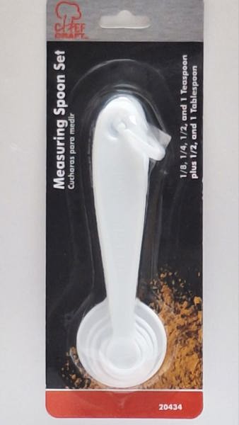 Chef Craft 20434 Measuring Spoon Plastic 5 Piece Set White