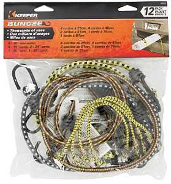 Keeper Bungee Cords 12 Pack Assorted Hook Ends For Securing Loads
