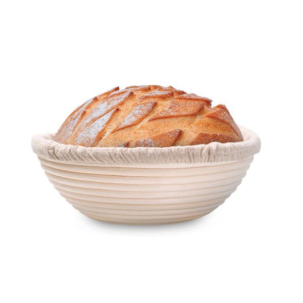 Harold Import Co 22063 Bread Proofing Basket Round Natural Rattan 10 Inch Diameter Ideal for Artisan Bread