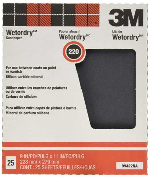 3M 02007 Wet/Dry Sandpaper 9X11 220G