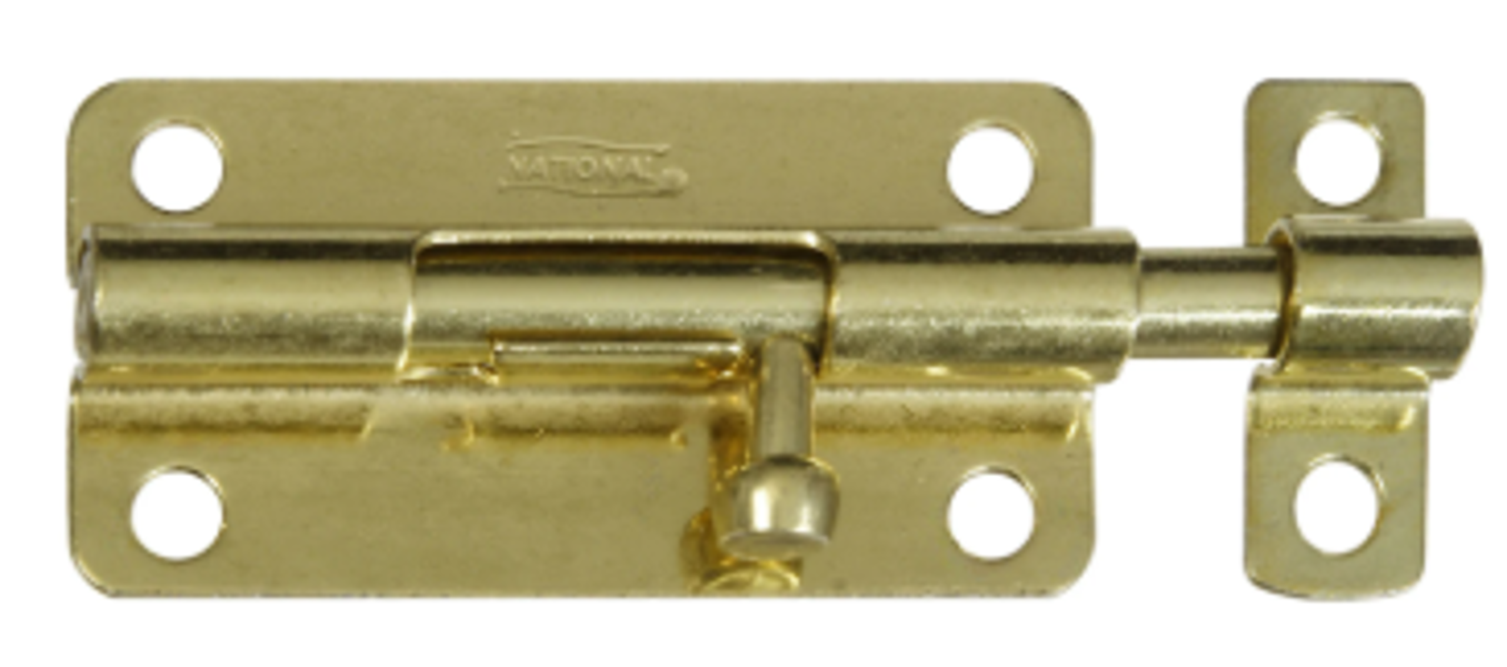 National Hardware N151-688 Barrel Bolt 4 In Steel Brass 0.32 In Bolt Head Brass