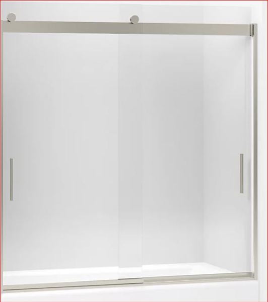 Kohler 706000-L-MX Bath Door Clear Glass with Brushed Nickel