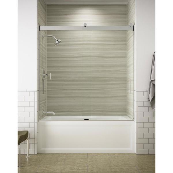 Kohler 706000-L-SH Levity60 Tub Shower Door Crystal Clear Glass Bright Silver Finish