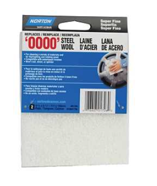 Norton 01726 Super Fine Steel Wool 4-3/8X5.5 In 0000 Grit White