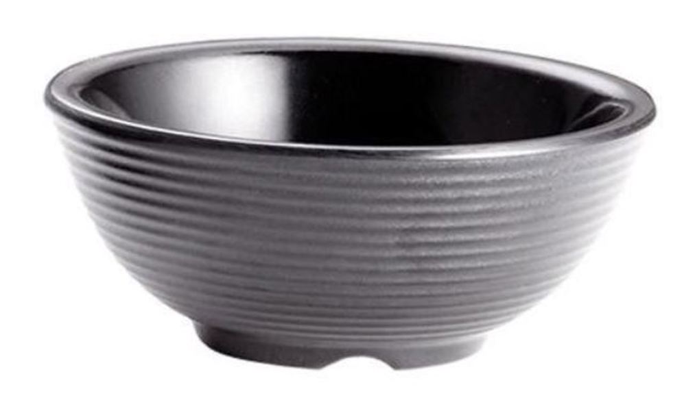 Tablecraft RAM2RBK Round Ramekin 2 Oz Black Ribbed Melamine
