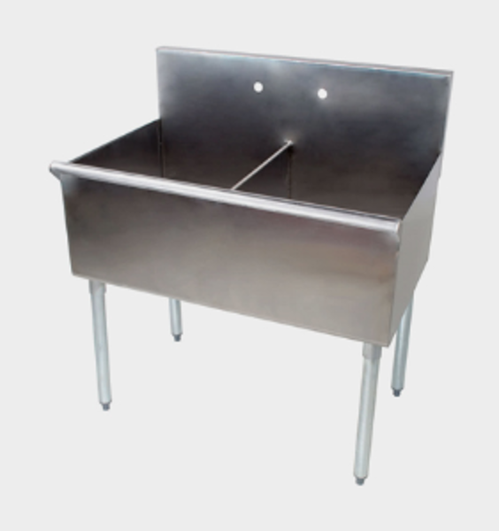 H.D. SHELDON HDS ES4-2-2124 48 In 2-Compartment Sink with Drain Basket