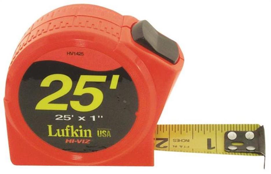 Lufkin PHV1425N Measuring Tape 25 Ft Hi-Viz Orange 1000 Series