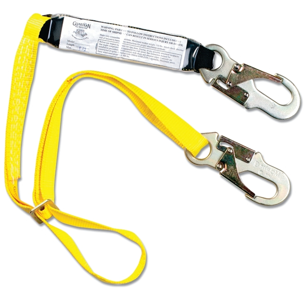 Qualcraft Industries 01285 Adjustable Shock Absorbing Lanyard Yellow