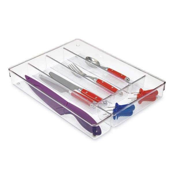 InterDesign 53930 Clear Cutlery Tray Plastic Storage