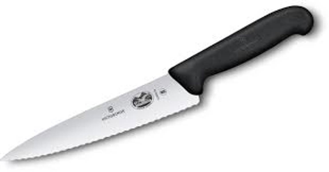 Victorinox 5.2033.19 Serrated Chef Knife 7.5 In Black Fibrox Handle