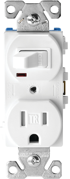 EATON-COOPER WIRING TR274W Receptacle Switch Combo 15A 120V Toggle White