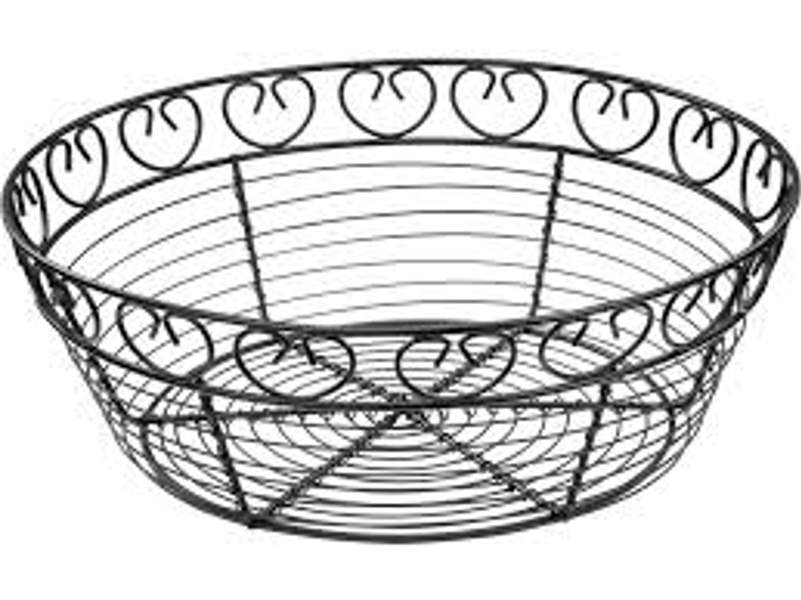 Winco WBKG-10R Round Fruit Basket 10 In Black 3 In Deep