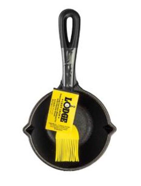 Lodge MFG CO LMPB21 Melting Pot with Brush Cast Iron Pot and Silicone Brush Set
