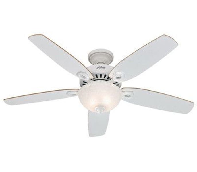 Hunter Fan Company 53089 Deluxe White Ceiling Fan 52 In with Light Kit 5 Reversible Blades