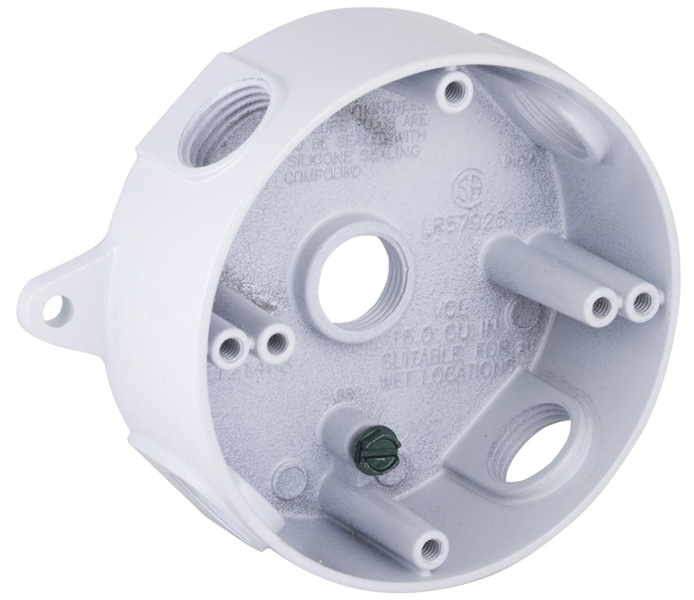 Hubbell Electrical Products 5361-6 Round Splice Box 16.1 Cu In Weatherproof Aluminum White