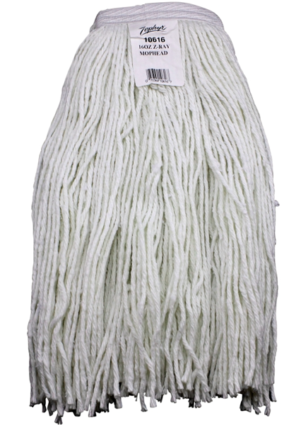 Zephyr 00458 Wet Mop Head 32 Oz Synthetic Yarn White Durable and Absorbent