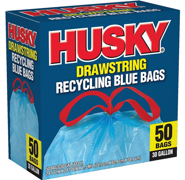 Poly-America Inc HK30DS050BU Drawstring Trash Bag 30 Gal Blue