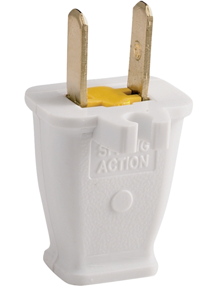 EATON-COOPER WIRING SA940W Plug 15 Amp 2-Wire Spring Action Non-Grounded Polarized with Cord Clip 125VAC 15A