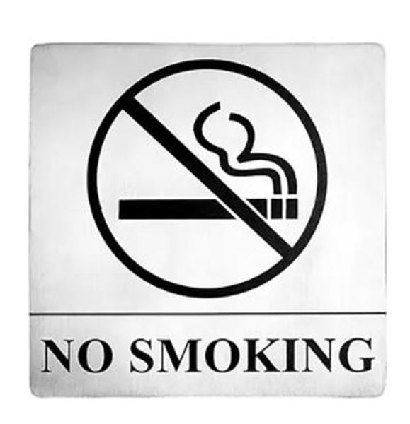 Tablecraft B14 No Smoking Sign 5 X 5 Stainless Steel