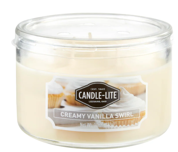 CANDLE-LITE COMPANY 1879553 Candle Jar 10 Oz 3 Wick Creamy Vanilla Swirl