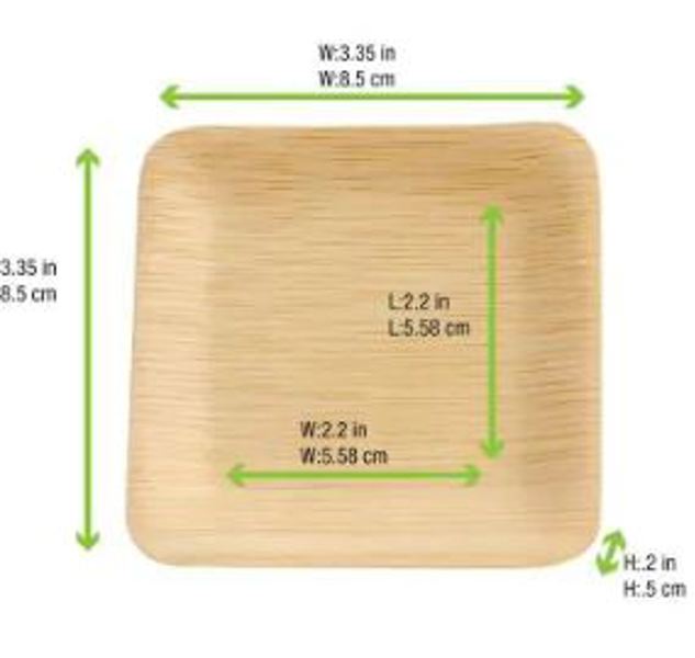 PacknWood 210BVNER35SQ Bamboo Plate 3.5 X 3.5 Pack of 25