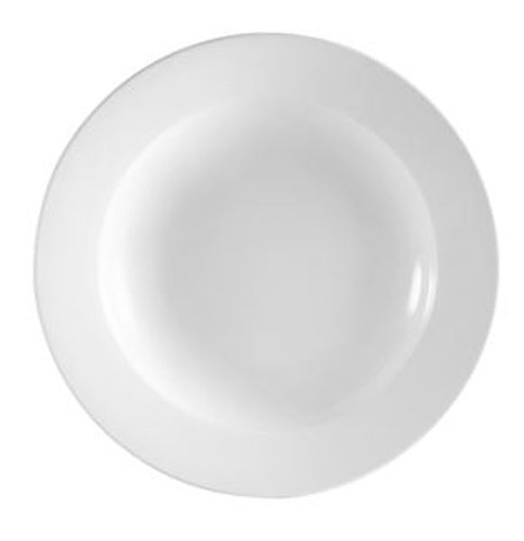 CAC China RCN-105 Pasta Bowl 18 Oz 10-1/2 In Super White Porcelain Rolled Edge White