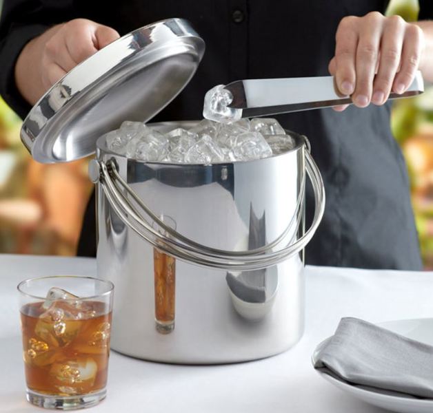 Tablecraft H303 Ice Bucket 120 Oz Stainless Steel with Tongs