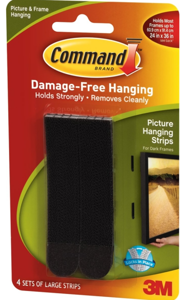 3M 17206BLK Large Foam Hanging Strip 4 Lb Black