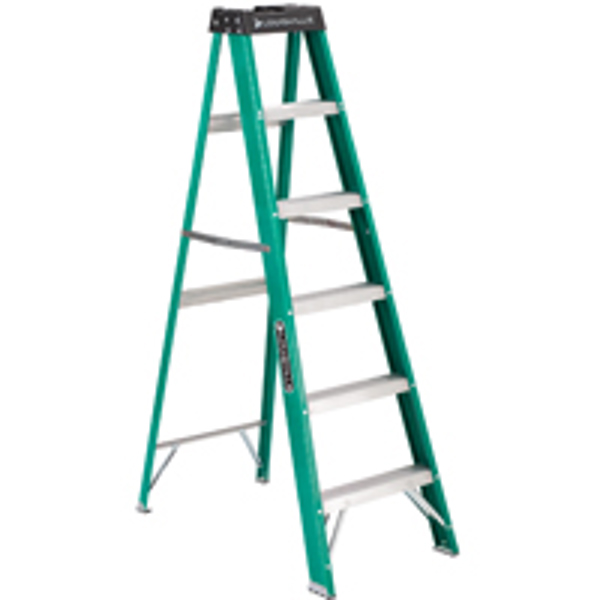 Louisville Ladder FS4006 Step Ladder 6 Ft Type I 5 Step Fibreglass Green Black