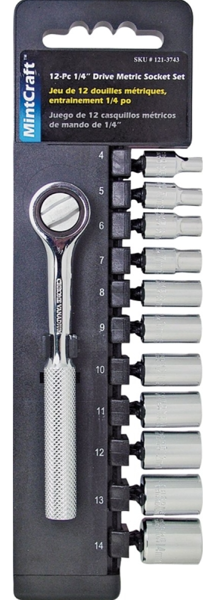 VULCAN 12PC-2 1/4 Drive Metric Socket Set 12 Piece Chrome Vanadium Steel