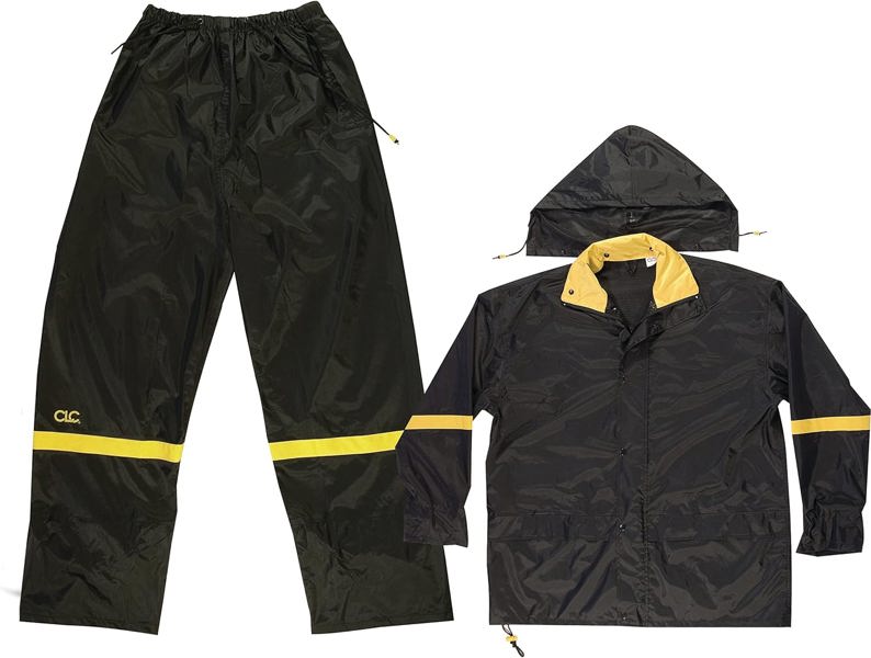 Custom Leathercraft R1032X 3 Piece Rain Suit 2XLarge Black Nylon PVC