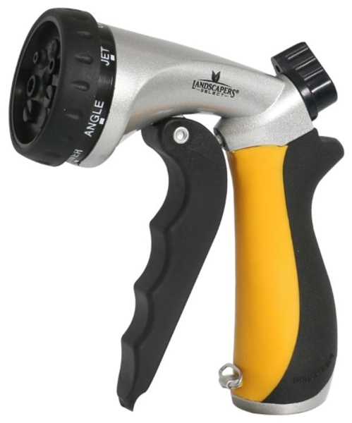 Landscapers Select RC-9503L Hose Spray Nozzle Female Metal Pull 7-Pattern Black and Yellow