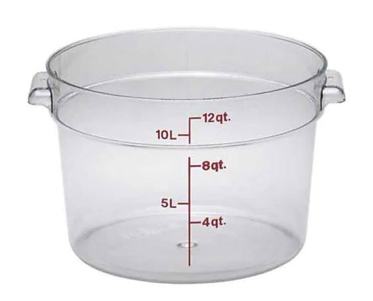 Cambro RFSCW12 Food Storage Container 12 Qt Capacity Round Clear Plastic NSF Certified Dishwasher Safe