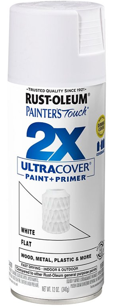 Rust-Oleum 334021 Spray Paint 12 Oz Flat White 2X Ultra Cover