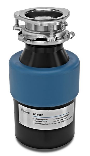 Whirlpool GC5000XE Garbage Disposer 3/4 HP Continuous Feed Stainless Steel Grind Chamber 1 Year Warranty