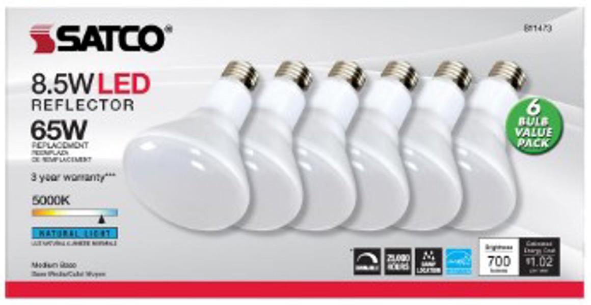 Satco S11473 LED BR30 Light Bulb 8.5 Watts 5000K Dimmable 120V Medium Base 80 CRI