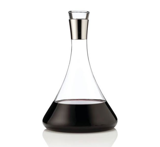 VISKI 3775 Wine Decanter 60 Oz Glass with Chrome Trim and Stopper