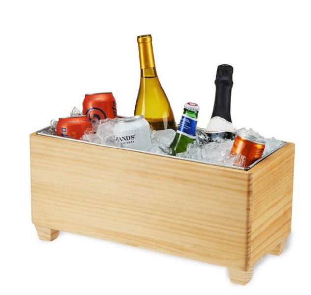 Twine (Living Co) 11166 Wooden Beverage Tub 9 X 8 X 18 In Wood with Galvanized Insert