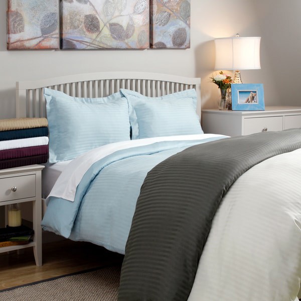 Elite Home Products DUQUWHT300 Wrinkle Resistant Cotton Duvet Set Full/Queen White