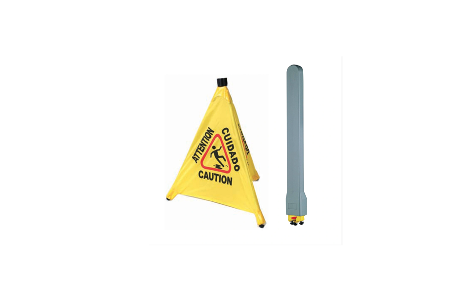 Winco CSFSET Pop Up Caution Sign Safety Cone Clear Durable Lightweight Easy Storage