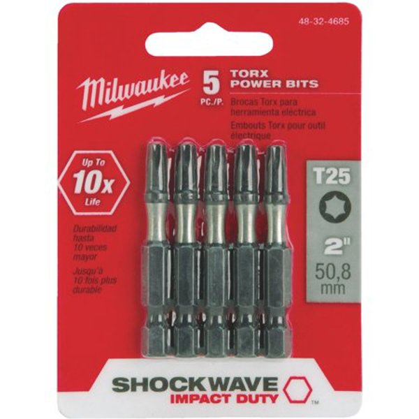 Milwaukee 48-32-4685 Torx Power Bit 2 In Length 1/4 In Shank Proprietary Steel Hexagon