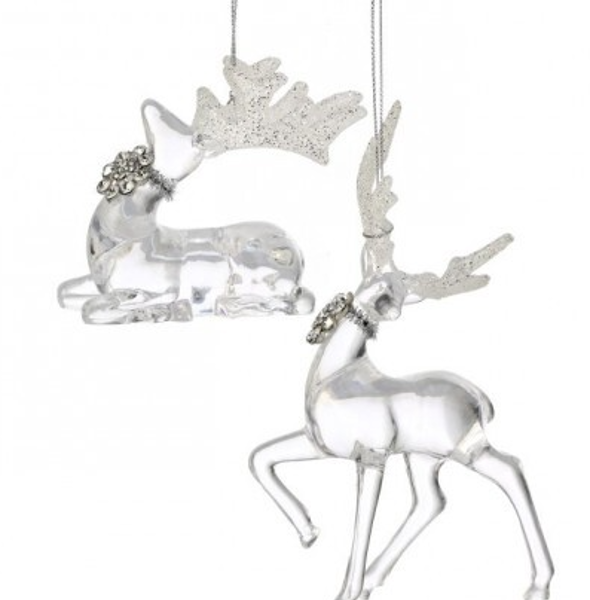 Regency International MTX72271 Prancing Reindeer 6 In Clear Iridescent Ornament 2 Assortment
