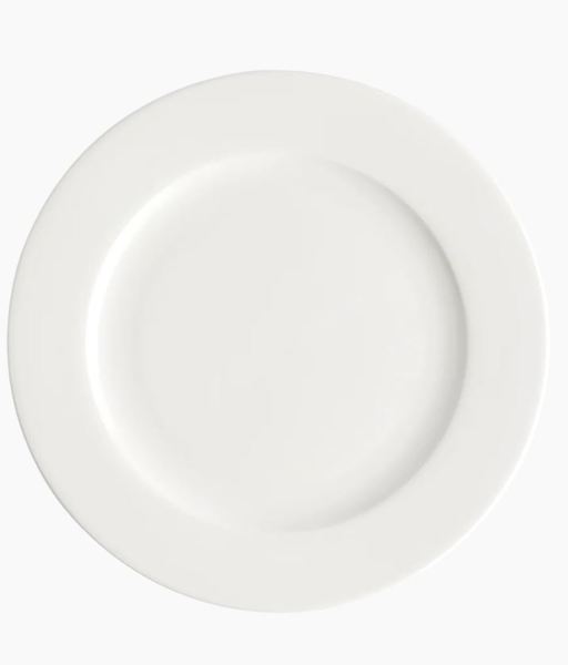 Browne Foodservice 5630110 Round Plate 10.75 Inch Diameter Foundation Porcelain White Rimmed Commercial Grade