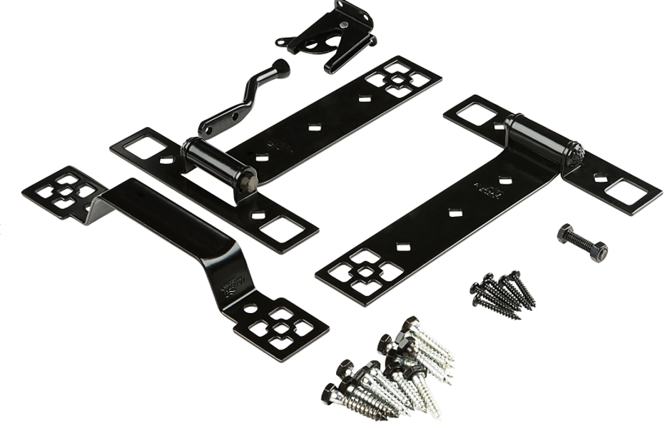 National Hardware N109-316 Black Gate Suite Kit Includes Latch, Pull, T Hinges and Mounting Fasteners