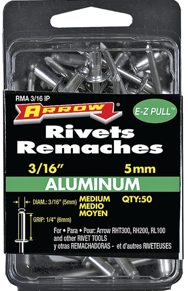 Arrow Fastener Co RMA3/16IP Medium Aluminum Rivet 3/16 In 50 Pcs 1/4 In Grip Range