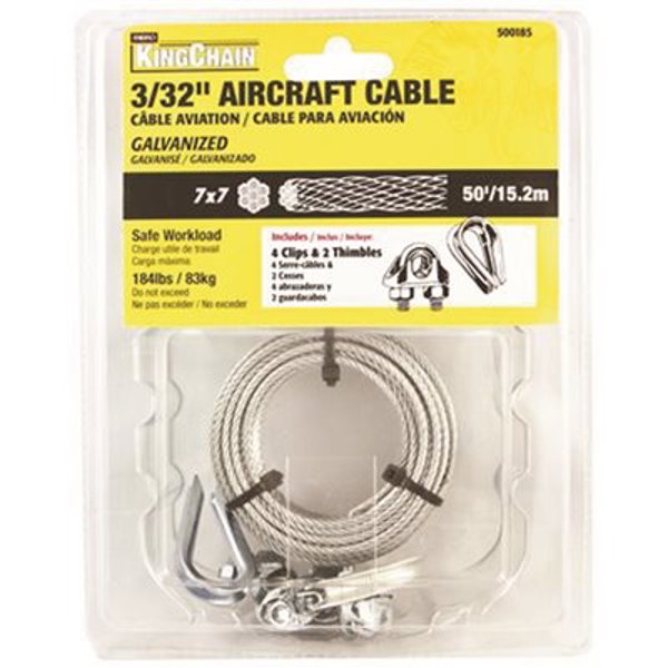 MIBRO 500185 Aircraft Cable 3/32 In 50 Ft 7x7 Construction 4 CL