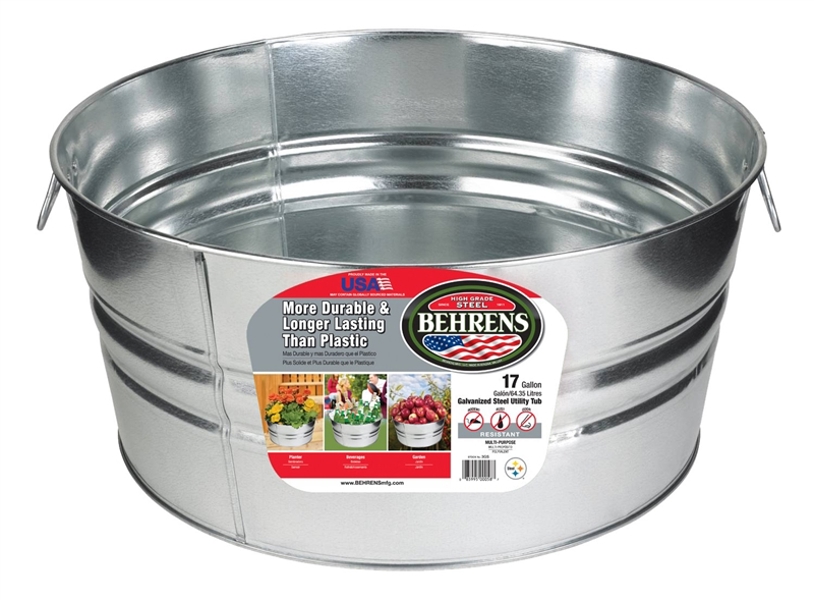 Behrens Manufacturing 3GS Round Wash Tub 17 Gal Galvanized Steel