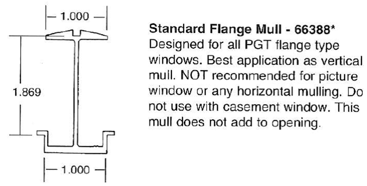 PGT MULLION Mullion 4-HI for Connecting Window White