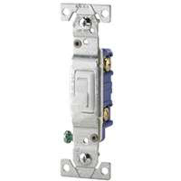 EATON-COOPER WIRING 1301-7W Framed Grounding Toggle Switch 120VAC 15 Amp 1-Pole White