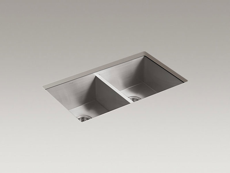 Kohler 3820-4-NA Vault Double Equal Undermount Kitchen Sink Stainless Steel